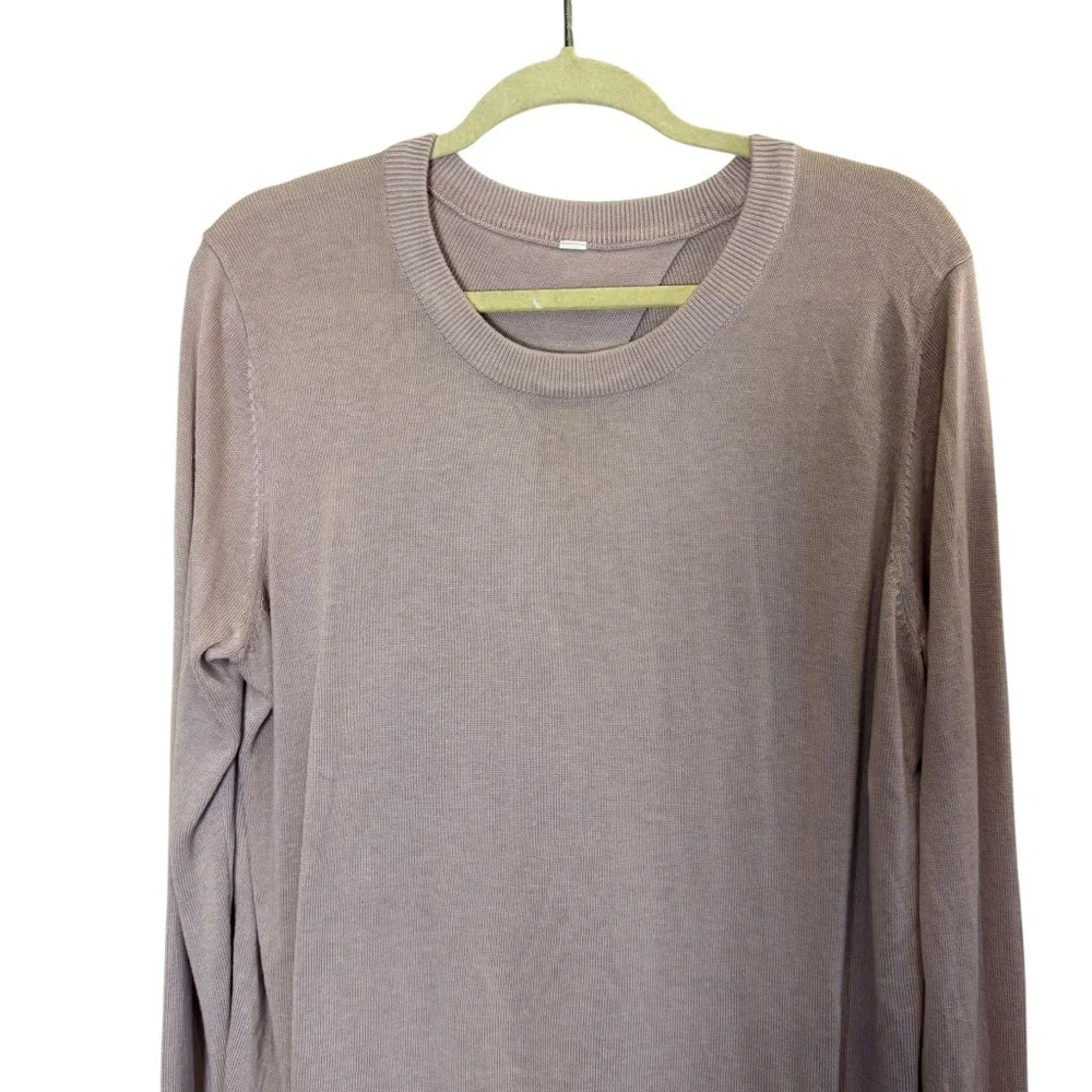 Lululemon Sunset Savasana Merino Wool Womens Blush Pink Open Back Sweater Sz 16